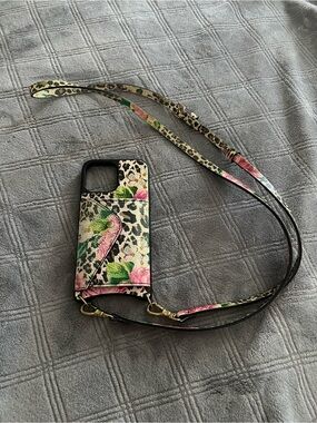Bandolier Valentina Floral Leopard Crossbody Case with Strap for iPhone 13promax
